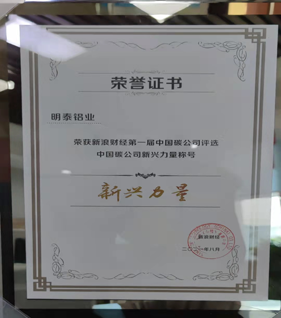 俄罗斯专享会294官网 - 俄罗斯专享会网站登录铝业入选“2021第一届中国碳公司评选新兴力量”