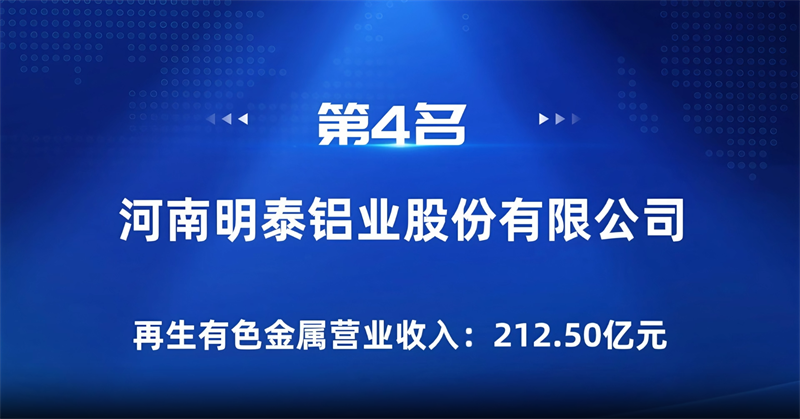 俄罗斯专享会294官网 - 俄罗斯专享会网站登录铝业荣登“2024年再生有色金属企业营业收入30强”榜单